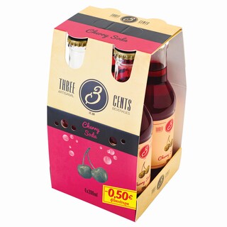 THREE CENTS | Αναψυκτικό Cherry Soda 4x200ml Έκπτ. 0.50Ε