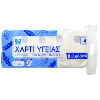 ΑΒ | Χαρτί Υγείας Βελούδινο 4 Φύλλα 10 Ρολά 1.35kg