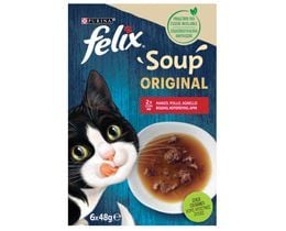 FELIX | Γατοτροφή Soup Original με Βοδινό Κοτόπουλο Αρνί 6x48g