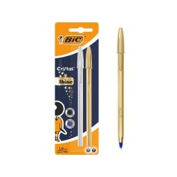 BIC | Pen Cristal Shine 1.0mm Black Blue 2 Pieces