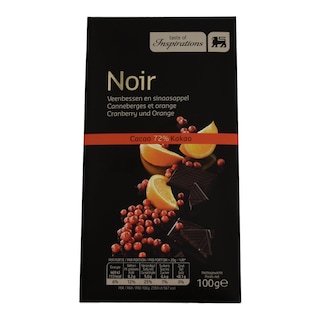 TASTE OF INSPIRATIONS | ΣΟΚΟΛΑΤΑ NOIR 72% CRANBERRY & ORANGE 100GR