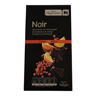 TASTE OF INSPIRATIONS | ΣΟΚΟΛΑΤΑ NOIR 72% CRANBERRY & ORANGE 100GR