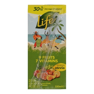 LIFE | Φρουτοποτό 9 Φρούτα 7 Βιταμίνες Στέβια 330ml