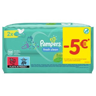 PAMPERS | Μωρομάντηλα Fresh Clean 2x52 Τεμ. Έκπτωση 5Ε