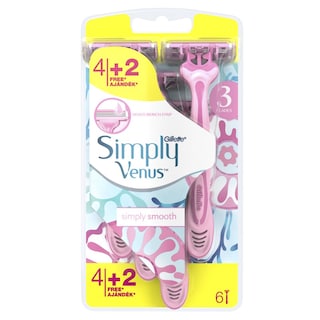 GILLETTE | Ξυραφάκια Μιας Χρήσης Simply Venus 3 4+2 Τεμάχια Δώρο 6 Τεμάχια