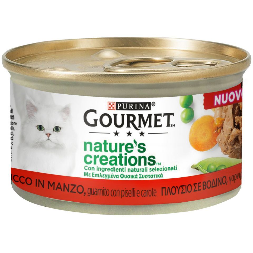 GOURMET Γατοτροφή Βοδινό με Αρακά και Καρότα 85g