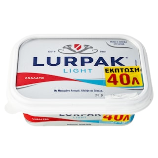 LURPAK | Βούτυρο Soft Ανάλατο Μειωμένα Λιπαρά Σκαφάκι 225g Έκπτωση 0.40Ε