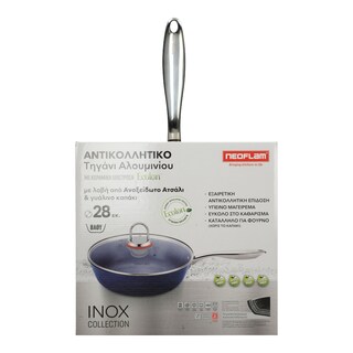 NEOFLAM | Τηγάνι Βαθύ Αντικολλητικό Inox & Καπάκι 28cm 1 Τεμάχιο
