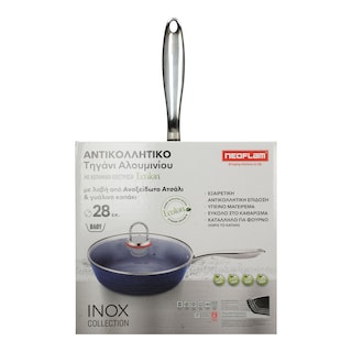 NEOFLAM | Τηγάνι Βαθύ Αντικολλητικό Inox & Καπάκι 28cm 1 Τεμάχιο
