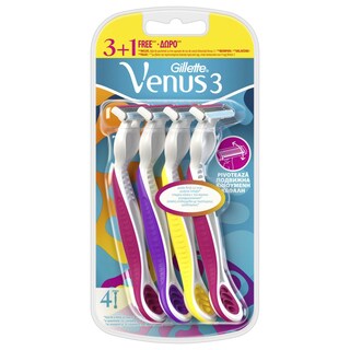 GILLETTE | Ξυραφάκια Μίας Χρήσης Venus 3 3+1 Τεμάχιο Δώρο
