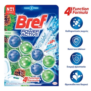 BREF | Μπλοκ Τουαλέτας WC Power Activ Pine Forest 2x50g
