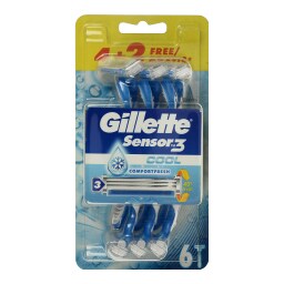 GILLETTE | Ξυριστική Μηχανή Μιας Χρήσης Sensor 3 Cool 4+2 Τεμάχια Δώρο 6 Τεμάχια