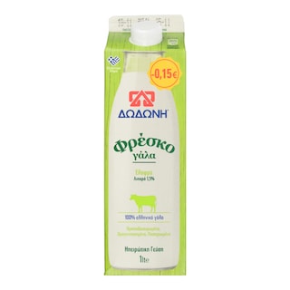 ΔΩΔΩΝΗ | ΔΩΔΩΝΗ ΓΑΛΑ ΦΡΕΣΚΟ ΕΛΑΦ 1LT 0.15Ε Ελαφρύ 1.5% Λιπαρά 1lt Έκπτωση 0.15Ε