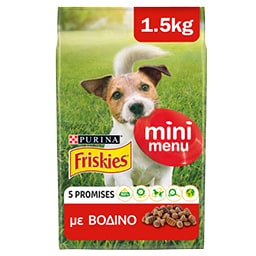 FRISKIES | MINI MENU ΞΗΡΗ ΤΡΟΦΗ ΓΙΑ ΕΝΗΛΙΚΟΥΣ ΜΙΚΡΟΣΩΜΟΥΣ ΣΚΥΛΟΥΣ ΒΟΔΙΝΟ 1.5KG