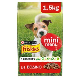 FRISKIES | MINI MENU ΞΗΡΗ ΤΡΟΦΗ ΓΙΑ ΕΝΗΛΙΚΟΥΣ ΜΙΚΡΟΣΩΜΟΥΣ ΣΚΥΛΟΥΣ ΒΟΔΙΝΟ 1.5KG