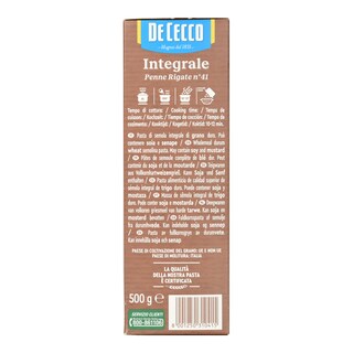 DE CECCO | Penne Rigate No41 Ολικής Άλεσης 500g