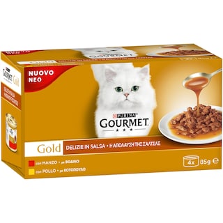 GOURMET | Γατοτροφή Gourmet Gold Βοδινό & Κοτόπουλο 4x85g