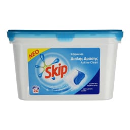 SKIP | Κάψουλες Πλυντηρίου Ρούχων Διπλής Δράσης Active Clean 24 Μεζούρες