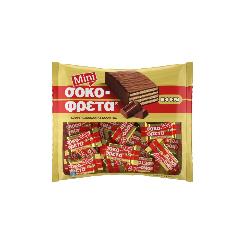 ΙΟΝ Γκοφρέτα Σοκολάτα Γάλακτος Mini Σακούλα 210gr