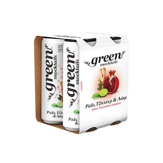 GREEN | Αναψυκτικό Mocktail Ρόδι Τζίντζερ & Λάιμ με Στέβια 4x330ml