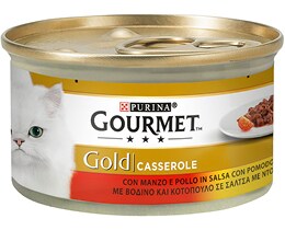 GOURMET | GOLD | Γατοτροφή Βοδινό Κοτόπουλο Σε Σάλτσα Ντομάτας 85 gr