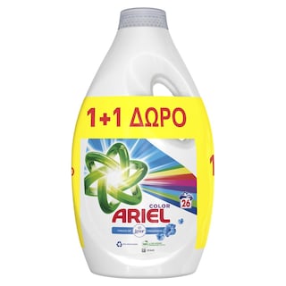 ARIEL | Υγρό Πλυντηρίου Ρούχων Color Touch of Lenor 26 Μεζούρες 1+1 Δώρο