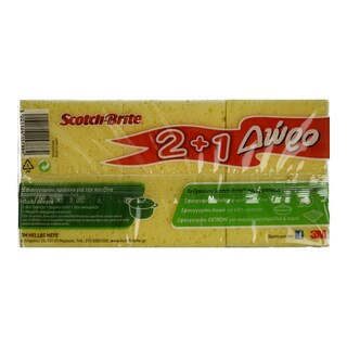 SCOTCH BRITE | Σφουγγάρι Πράσινο 3 Τεμάχια 2+1 Δώρο