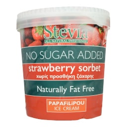 P & P | Παγωτό Στέβια Sorbet Φράουλα Χωρίς Λιπαρά 650g