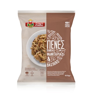 ΜΠΑΡΜΠΑ ΣΤΑΘΗΣ | Πένες Ολικής Μανιτάρια & Βασιλικό Κατεψυγμένο 600gr