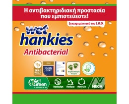 WET HANKIES | Υγρά Μαντηλάκια Αντιβακτηριδιακά Πορτοκάλι  15 τεμάχια 2+2
