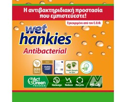 WET HANKIES | Υγρά Μαντηλάκια Αντιβακτηριδιακά Πορτοκάλι  15 τεμάχια 2+2