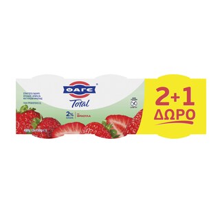 TOTAL | Γιαούρτι Στραγγιστό 2% με Φράουλα 3x150g 2+1 Δώρο