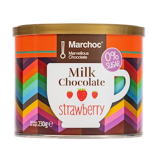 MARCHOC | Ρόφημα Σοκολάτας Γάλακτος Φράουλα 0% Ζάχαρη 230g