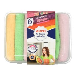 VINDEX | Πανάκια Microfiber με Δοχείο Φύλαξης 6 Τεμάχια