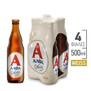 ΑΛΦΑ | ΜΠΥΡΑ WEISS ΦΙΑΛΗ 4 X 500 ML
