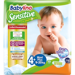 BABYLINO | Πάνες Μωρού Sensitive Χαμομήλι Νο4+ 9-20kg 19 Τεμάχια