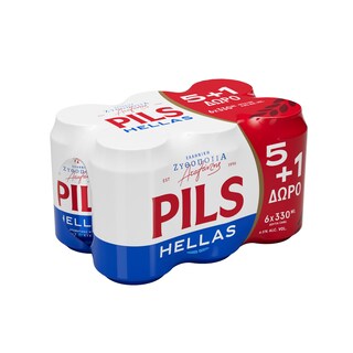 PILS HELLAS | Μπύρα Κουτί 6x330ml 5+1 Δώρο