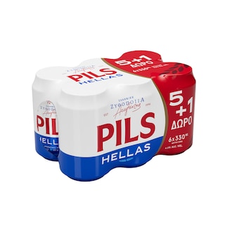 PILS HELLAS | Μπύρα Κουτί 6x330ml 5+1 Δώρο