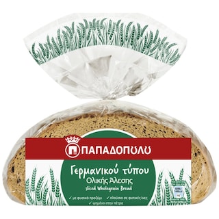 ΠΑΠΑΔΟΠΟΥΛΟΥ | Ψωμί Ολικής Άλεσης Γερμανικού Τύπου 500g