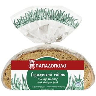 ΠΑΠΑΔΟΠΟΥΛΟΥ | Ψωμί Ολικής Άλεσης Γερμανικού Τύπου 500g