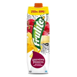 FRULITE | Φρουτοποτό Μπανάνα Βύσσινο 1lt τα 250ml Δώρο