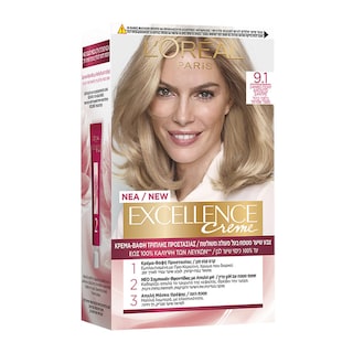 EXCELLENCE | Βαφή Μαλλιών Νο9.1 Ξανθό Πολύ Ανοιχτό Σαντρέ 1 Τεμάχιο