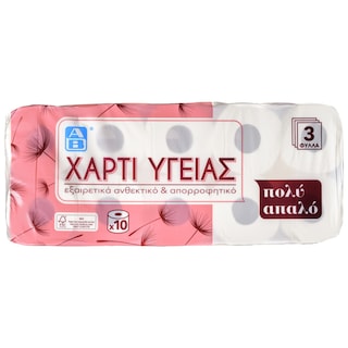 ΑΒ | Χαρτί Υγείας Πολύ Απαλό 3 Φύλλα 10 Ρολά 1.3kg