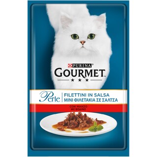GOURMET | Γατοτροφή Perle Φιλετάκια Σε Σάλτσα Με Βοδινό 85 gr