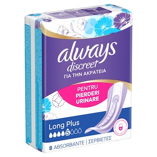 ALWAYS | DISCREET | Σερβιέτες Ακράτειας Discreet Long Plus 8 Τεμάχια