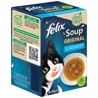 FELIX | Γατοτροφή Soup Original με Μπακαλιάρο Τόνο Γλώσσα 6x48g
