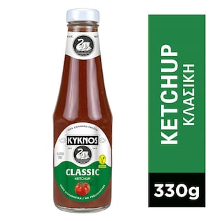 ΚΥΚΝΟΣ | Κέτσαπ Απλό Γυάλινη Φιάλη 330 gr