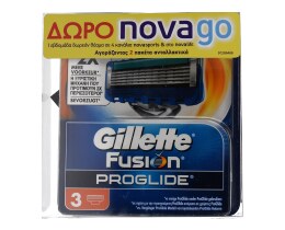 GILLETTE | FUSION PROGLIDE | ΑΝΤΑΛΛΑΚΤΙΚΑ ΞΥΡΙΣΤΙΚΗΣ ΜΗΧΑΝΗΣ 2 ΠΑΚΕΤΑ Χ 3 ΤΕΜ ΝΟΧΖΕΜΑ SPRAY OUTLAST 300 ΜΛ ΔΩΡΟ NOVA GO