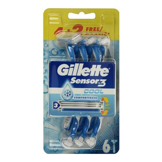 GILLETTE | Ξυριστική Μηχανή Μιας Χρήσης Sensor 3 Cool 4+2 Τεμάχια Δώρο 6 Τεμάχια