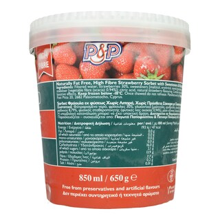 P & P | Παγωτό Στέβια Sorbet Φράουλα Χωρίς Λιπαρά 650g
